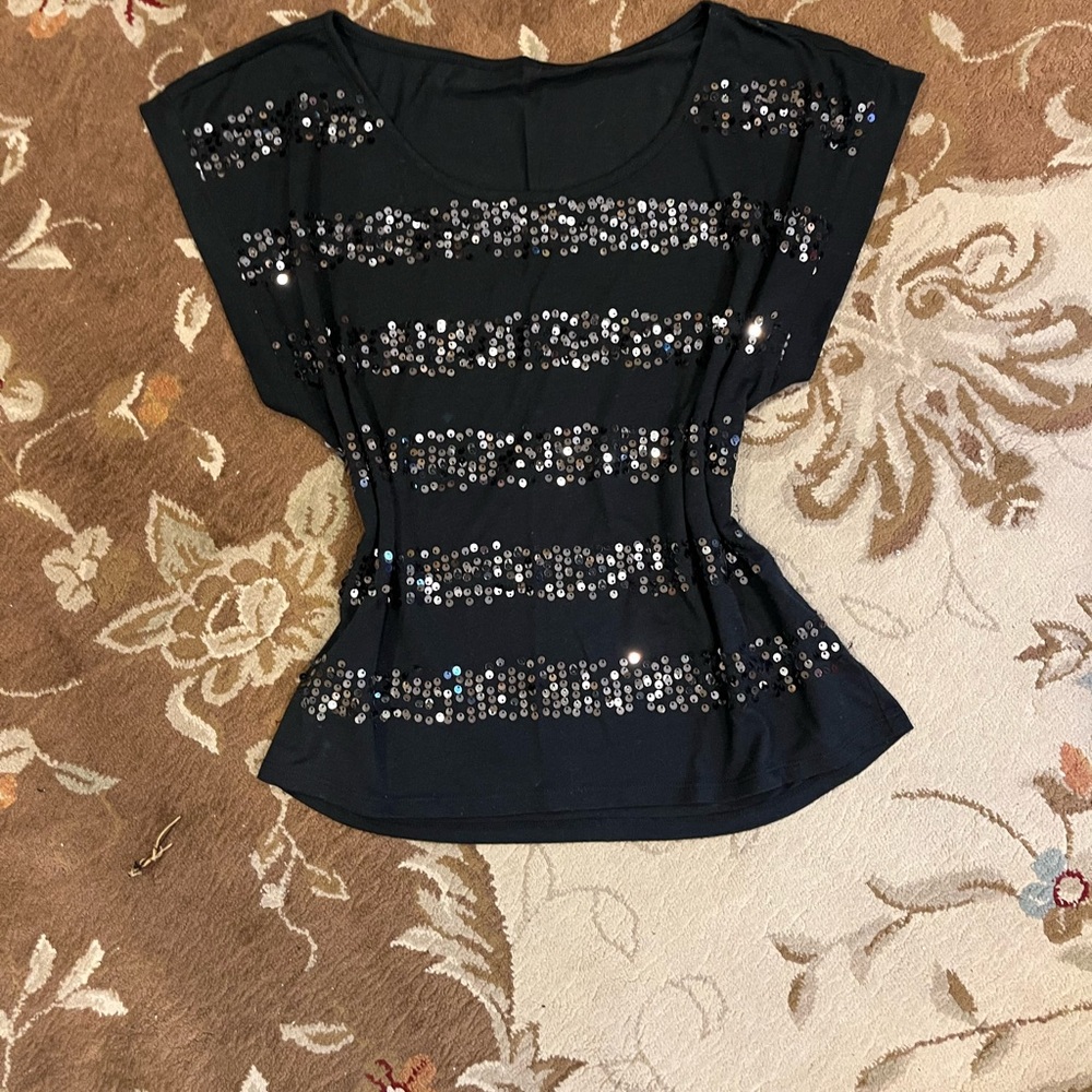 Sequin Embellished Black Women's Top